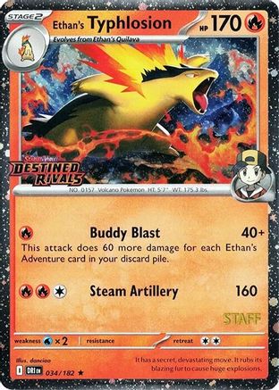 Ethan's Typhlosion (Prerelease Staff) 034 - Holofoil SV10 Destined Rivals - Rare