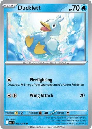 Ducklett 022/086 - Reverse Holofoil SV White Flare - Common