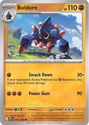 Boldore 044/086 - Reverse Holofoil SV White Flare - Common