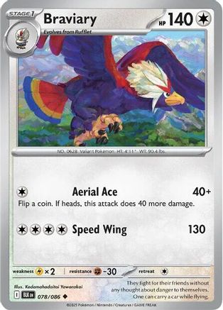 Braviary 077/086 - Reverse Holofoil SV White Flare - Uncommon