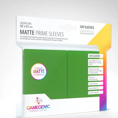 Gamegenic Matte Prime Sleeves - 100ct. (Standard Size) GREEN