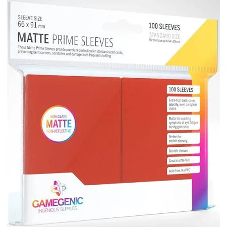 Gamegenic Matte Prime Sleeves - 100ct. (Standard Size) RED