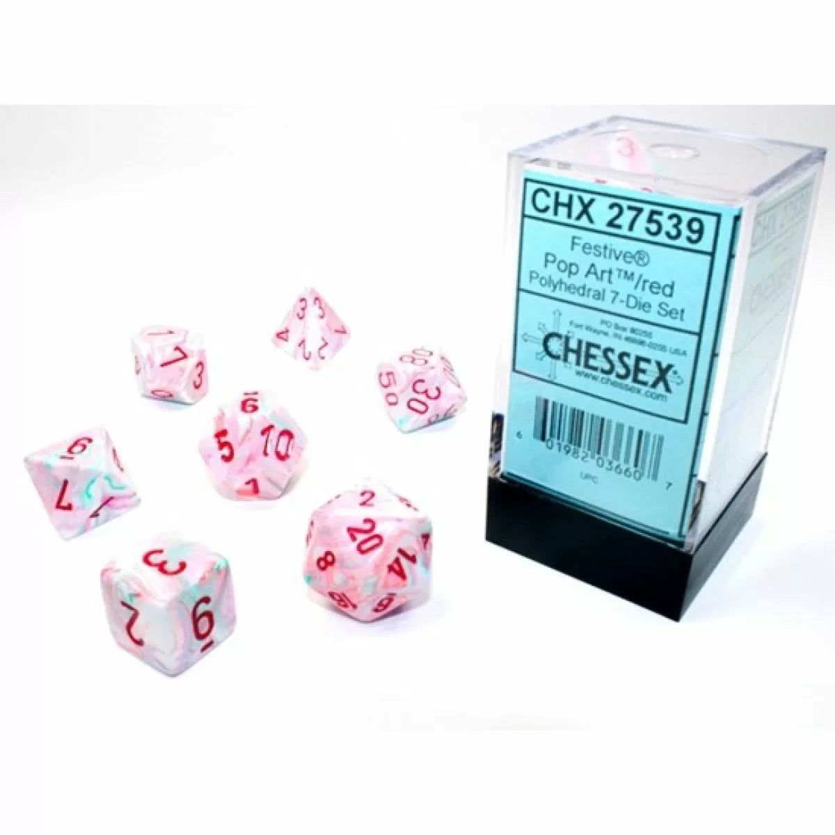 Festive Polyhedral Pop Art™/red 7-Die set