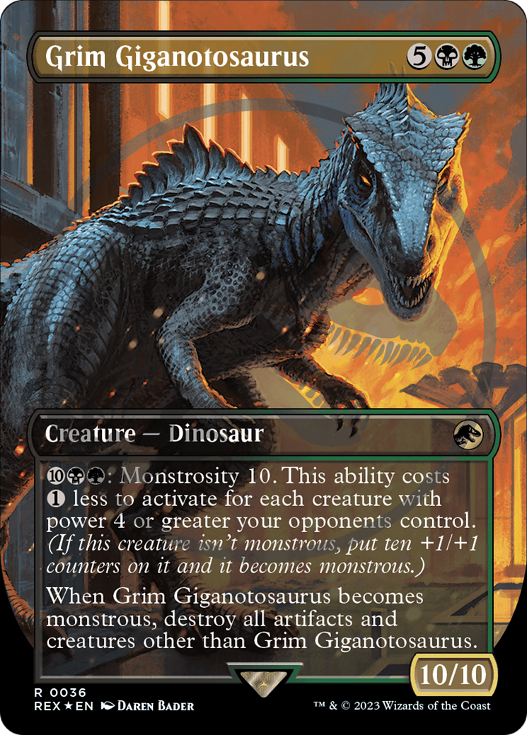 Grim Giganotosaurus (Borderless) (Emblem)  [Jurassic World Collection] (Borderless) Foil