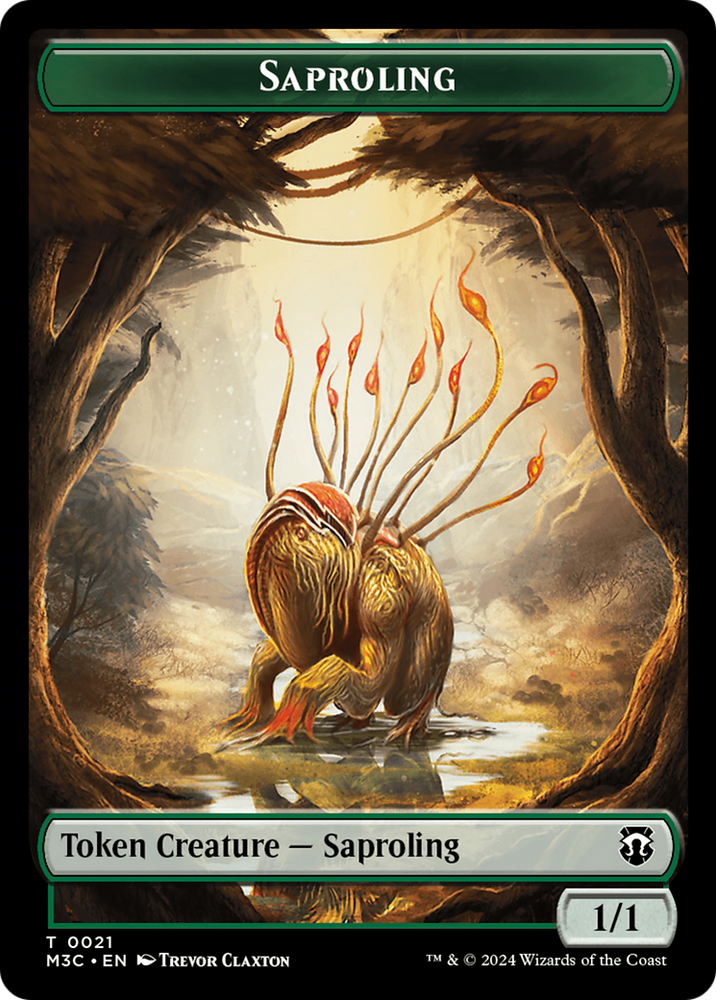 Tarmogoyf (Ripple Foil) // Saproling Double-Sided Token [Modern Horizons 3 Commander Tokens]