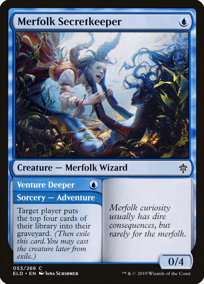 Merfolk Secretkeeper // Venture Deeper [Throne of Eldraine] Foil