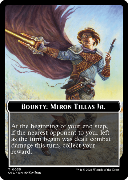 Bounty: Miron Tillas Jr. // Wanted!  [Outlaws of Thunder Junction Commander Tokens]