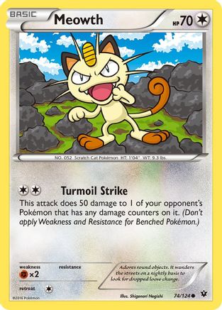 Meowth (74/124) [XY: Fates Collide] Reverse Holofoil