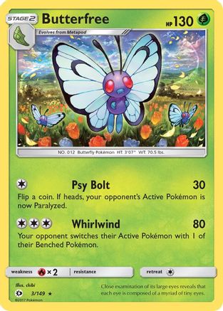 Butterfree (3/149) [Sun & Moon: Base Set] Reverse Holofoil