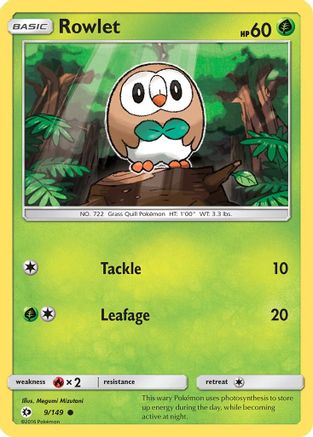Rowlet (9/149) [Sun & Moon: Base Set] Reverse Holofoil