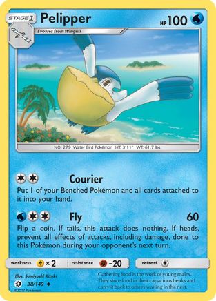 Pelipper (38/149) [Sun & Moon: Base Set] Reverse Holofoil
