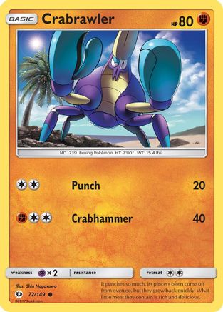 Crabrawler (72/149) [Sun & Moon: Base Set] Reverse Holofoil