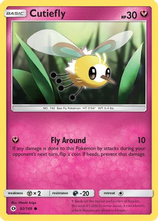 Cutiefly (92/149) [Sun & Moon: Base Set] Reverse Holofoil