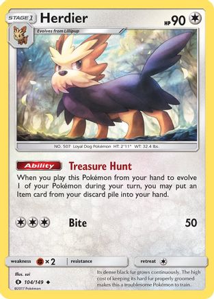 Herdier (104/149) [Sun & Moon: Base Set] Reverse Holofoil