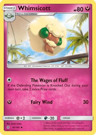 Whimsicott (91/145) [Sun & Moon: Guardians Rising] Reverse Holofoil