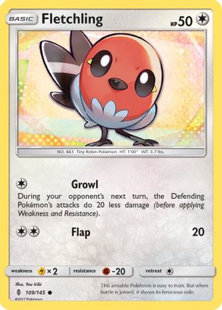 Fletchling (109/145) [Sun & Moon: Guardians Rising] Reverse Holofoil