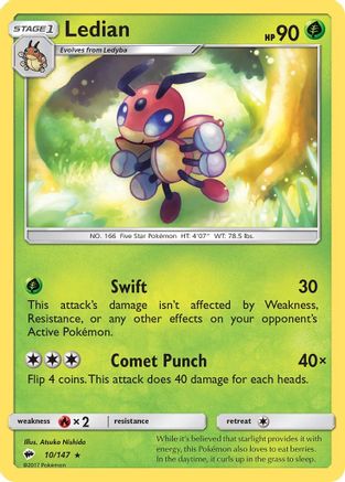Ledian (10/147) [Sun & Moon: Burning Shadows] Reverse Holofoil