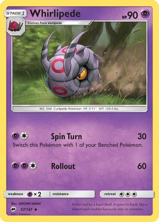 Whirlipede (57/147) [Sun & Moon: Burning Shadows] Reverse Holofoil