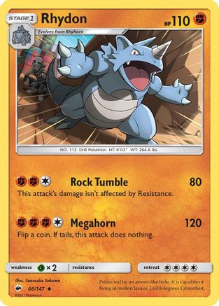 Rhydon (66/147) [Sun & Moon: Burning Shadows] Reverse Holofoil