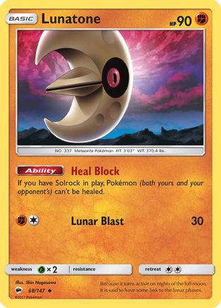 Lunatone (68/147) [Sun & Moon: Burning Shadows] Reverse Holofoil