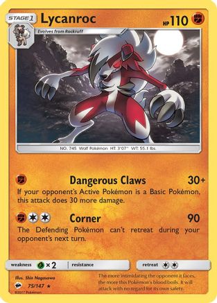 Lycanroc (75/147) [Sun & Moon: Burning Shadows] Reverse Holofoil
