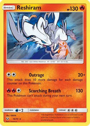 Reshiram (14/73) [Sun & Moon: Shining Legends] Reverse Holofoil