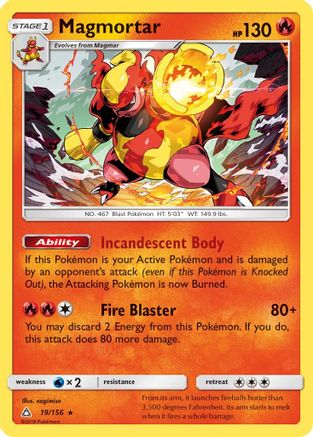 Magmortar (19/156) [Sun & Moon: Ultra Prism] Reverse Holofoil