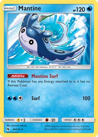Mantine (58/214) [Sun & Moon: Lost Thunder] Reverse Holofoil