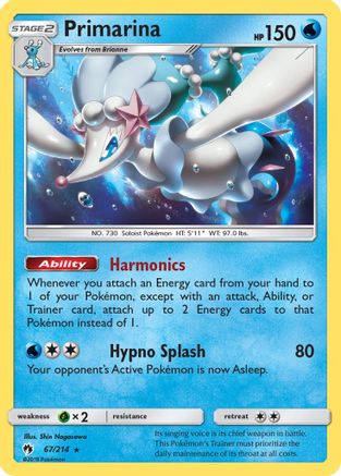 Primarina (67/214) [Sun & Moon: Lost Thunder] Reverse Holofoil