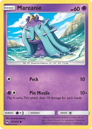 Mareanie (105/214) [Sun & Moon: Lost Thunder] Reverse Holofoil