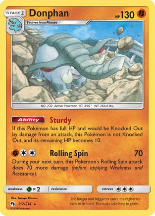 Donphan (112/214) [Sun & Moon: Lost Thunder] Reverse Holofoil