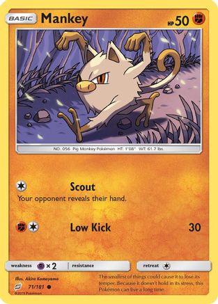 Mankey (71/181) [Sun & Moon: Team Up] Reverse Holofoil