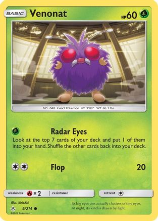 Venonat (9/214) [Sun & Moon: Unbroken Bonds] Reverse Holofoil