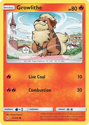 Growlithe (21/214) [Sun & Moon: Unbroken Bonds] Reverse Holofoil