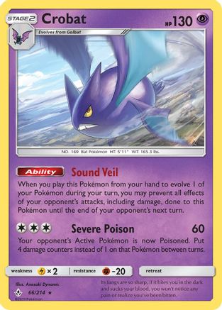 Crobat (66/214) [Sun & Moon: Unbroken Bonds] Reverse Holofoil