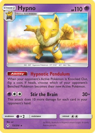 Hypno (72/214) [Sun & Moon: Unbroken Bonds] Reverse Holofoil