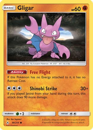 Gligar (98/214) [Sun & Moon: Unbroken Bonds] Reverse Holofoil