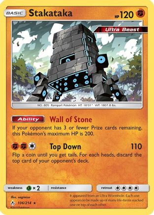 Stakataka (106/214) [Sun & Moon: Unbroken Bonds] Reverse Holofoil