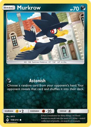 Murkrow (108/214) [Sun & Moon: Unbroken Bonds] Reverse Holofoil
