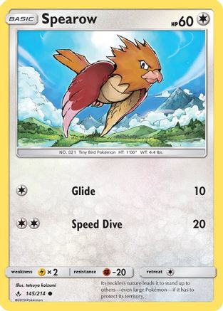 Spearow (145/214) [Sun & Moon: Unbroken Bonds] Reverse Holofoil