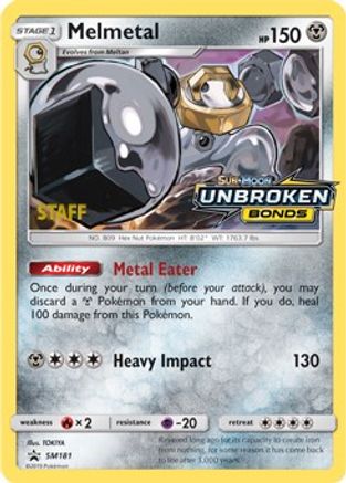 Melmetal (SM181) (Staff Prerelease Promo) [Sun & Moon: Black Star Promos] Reverse Holofoil