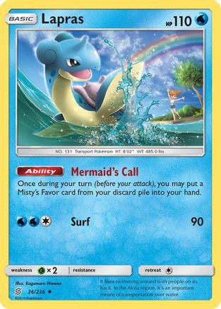 Lapras (36/236) [Sun & Moon: Unified Minds] Reverse Holofoil