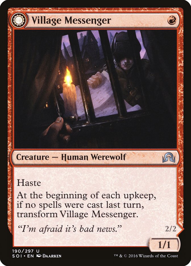 Village Messenger // Moonrise Intruder [Shadows over Innistrad] Foil
