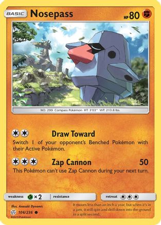 Nosepass (106/236) [Sun & Moon: Cosmic Eclipse] Reverse Holofoil