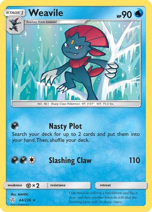 Weavile (44/236) [Sun & Moon: Cosmic Eclipse] Reverse Holofoil