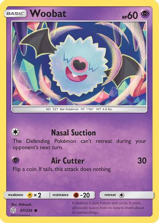 Woobat (87/236) [Sun & Moon: Cosmic Eclipse] Reverse Holofoil