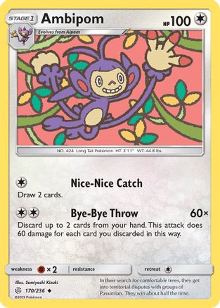 Ambipom (170/236) [Sun & Moon: Cosmic Eclipse] Reverse Holofoil