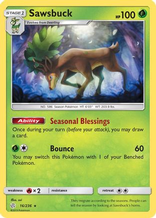 Sawsbuck (16/236) [Sun & Moon: Cosmic Eclipse] Reverse Holofoil