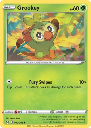 Grookey (010/202) [Sword & Shield: Base Set] Reverse Holofoil