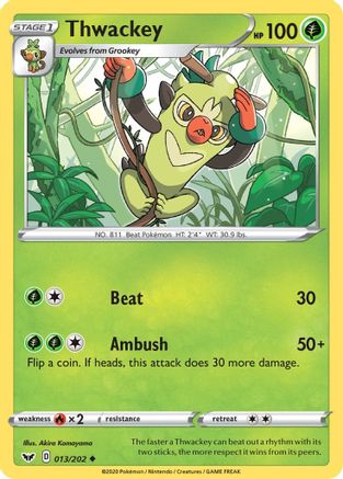 Thwackey (013/202) [Sword & Shield: Base Set] Reverse Holofoil